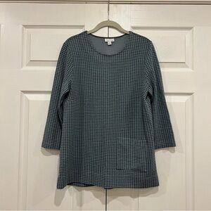 J. Jill Ponte Pullover Knit Top Houndstooth Hip Pocket Womens Size Medium